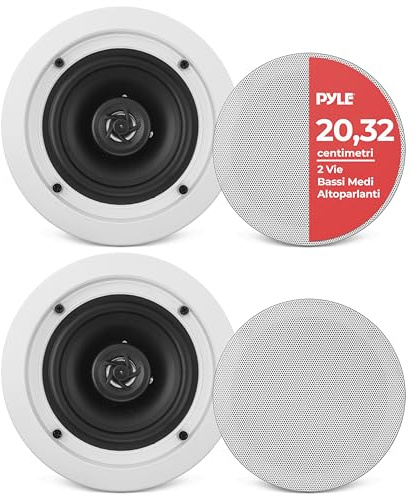 Pyle Deckenlautsprecher, 200W- Einbaulautsprecher, Deckenlautsprecher Bluetooth, Wandlautsprecher, Ceiling Speaker, 16.5cm Flache Deckeneinbaulautsprecher, 2 Wege Lautsprecher, Midbass Woofer