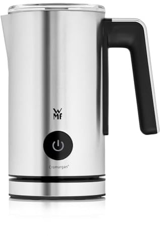 WMF Stelio Milchaufschäumer elektrisch, 500 Watt, 150-250 ml, Antihaftbeschichtung, kabellos, für Milchschaum heiss und kalt, heiße Schokolade, cromargan matt/silber