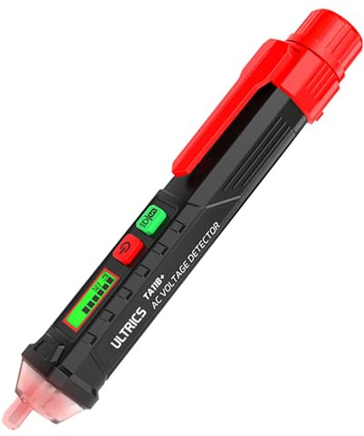 ULTRICS Spannungsprüfer, 12V-1000V Berührungsloser Stromtester mit Haltepunktfinder, Elektrischer Tester mit LED Taschenlampe und Summeralarm zur Prüfung von Live/Null-Leitung Stromprüfer Phasenprüfer