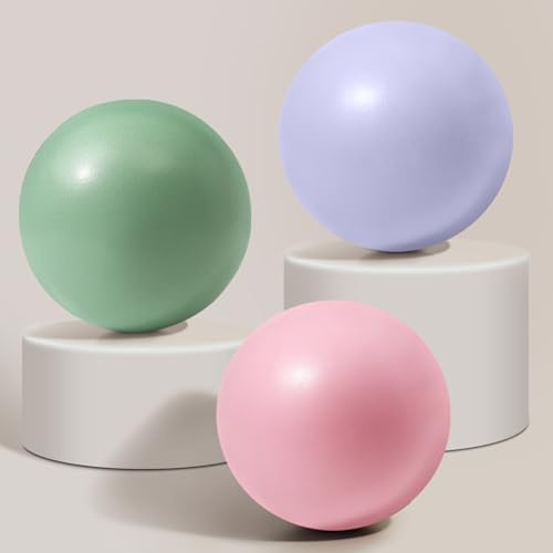 Vortix Pilates Ball 25 cm, 1/3/6/15 Stück – Kleiner Gymnastikball mit Aufblasrohr, Anti-Burst & rutschfest, Redondo Ball für Beckenbodentraining, Yoga & Fitness ((Rosa+Lila+Grün) x1)