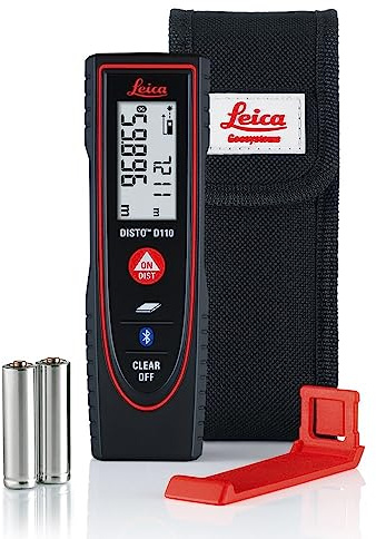 Leica DISTO D110 – kompakter Laser Entfernungsmesser mit Bluetooth (App-Nutzung) für Distanz- und Flächenmessungen (Innenbereich mit 60m Reichweite)