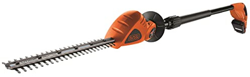 BLACK+DECKER Teleskop Heckenschere Akku Hochentaster Heckenschere elektrisch (18V 2,0Ah Li-Ion, 43 cm Schwertlänge, 12 mm Schnittbreite, 3,5 m Reichweite um 180° Verstellbarer Kopf) GTC1843L20