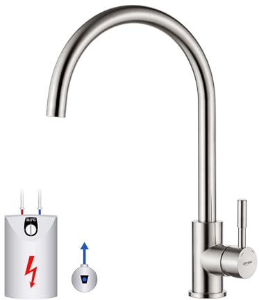 GRIFEMA Niederdruck Armatur Küche, 360 ° Drehbare Wasserhahn Küche, Leicht zu zerlegen und zu waschen, Spültischarmatur für Boiler, Untertischgeräte, Chrom, Silber
