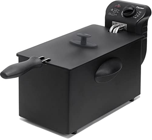 Bestron Öl-Fritteuse, Fritteuse Mit Kaltzonentechnologie, 3,5 Liter Fassungsvermögen, Stufenloser Temperaturregler Bis 190 °C, Teilweise Spülmaschinengeeignet, 2000 Watt, Schwarz, AF357B