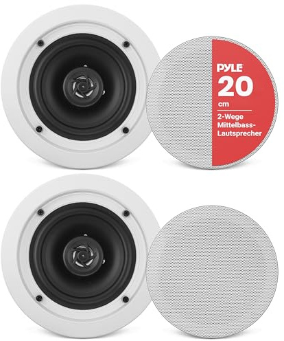 Pyle 20 cm Passiv Deckenlautsprecher Paar – 2-Wege Einbaulautsprecher für AV-Receiver & Verstärker, 8 Ohm Ceiling Speaker für Heimkino, Multiroom, Büro & Hintergrundmusik, Weiß