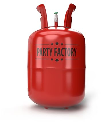 Party Factory – Helium Gasflasche 1x 200L für ca. 30 Luftballons – Partydeko Ballongas Flasche für Latex- & Folienballons – Einwegflaschen mit Knick-Füllventil – Für Partys, Hochzeiten und Geburtstage