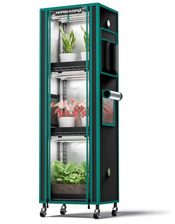 MARS HYDRO 4 Stock Growzelt Indoor Gewächshaus mit Licht | 54W Pflanzenlampe Vollspektrum, Mini-Gewächshaus Geeignet für Sämlinge, Kräuter und Zimmerpflanzen, Maße: 40×30×120cm.