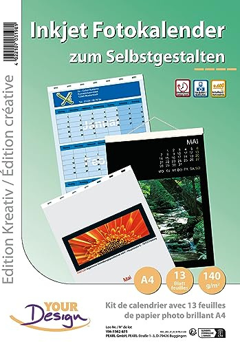 Your Design Kalender: Fotokalender-Set A4 hoch (140g/m²) (Kalenderpapier, Kalender drucken, Inkjet)