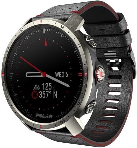 Polar Grit X Pro Titan – Premium Outdoor-Multisportuhr mit GPS – Strapazierfähigkeit auf Militärstandard, Saphirglas, Pulsmessung am Handgelenk, Lange Akkulaufzeit, Navigation, M/L