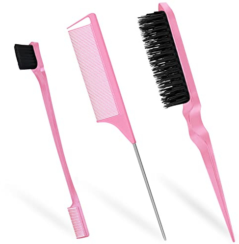 Qufiiry Sleek Bun Bürste, 3 Stück Edges Brush, für Zopf und Haare, Borsten Bürste für Friseur, Frauen, Baby und Kinder
