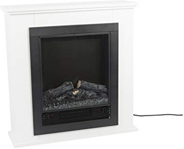 Classic Fire Lugano Elektrokamin mit Heizung – Elektroheizung 1800W - Kaminofen mit Heizung, Schalttafel und Timer - Elektroherd mit LED-Flammen - Freistehend - Weiß