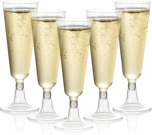 MATANA 48 Premium Sektgläser Plastik 150 ml - Kristallklar, Stabil, BPA-Frei, Mehrweg & Wiederverwendbar - Kunststoff Sektflöten, Champagnergläser für Hochzeit, Weihnachten, Geburtstag, Party