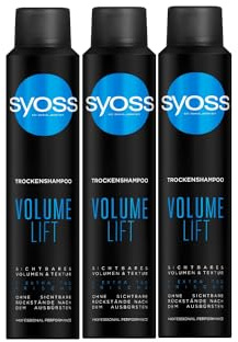 Syoss Trocken-Shampoo Volume Lift (3x 200 ml), Trockenshampoo für voluminöses Haarstyling, Trockenshampoo ohne Rückstände für extra Frische ohne Haarewaschen