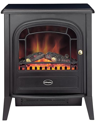 Dimplex Club Elektrokamin - Freistehender Elektrischer Kamin mit Holzscheit- Glutbett und Optiflame LED-Flammeneffekt - Zuschaltbarer 2kW Heizlüfter - Inklusive Fernbedienung