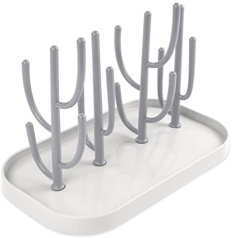 Vicloon Trockenständer Babyflaschen, Trockenständer für Babyflaschen mit Abtropfschale, BPA frei Babyflaschen Zubehör zum Trocknen von Babyflaschensaugern,Bechern und Zubehör(Grau)