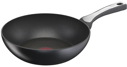 Tefal Unlimited On Wokpfanne Induktion 28 cm, katzfeste Titanium 6X Antihaftversiegelung, Thermo-Signal bei idealer Brattemperatur, für alle Herdarten geeignet, G25919