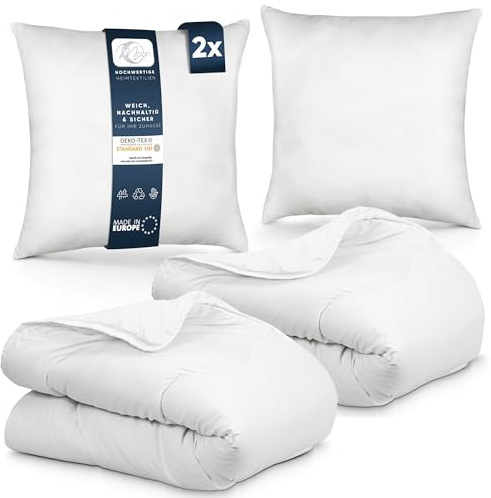 Moon 2er Pack Bettenset Ganzjahresdecke Steppbettdecke 135 x 200 cm Set inkl. Kopfkissen 80 x 80 cm 100% Polyester