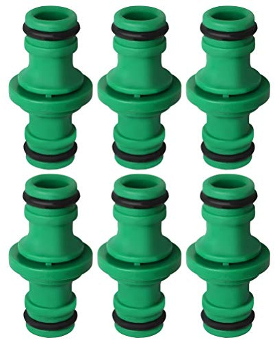 nuoshen 6 Stücke Doppel Stecker Schlauchverbinder, Grün Gartenschlauch Kupplung für Autowäsche und Gartenschlauch Rohr Verbinden