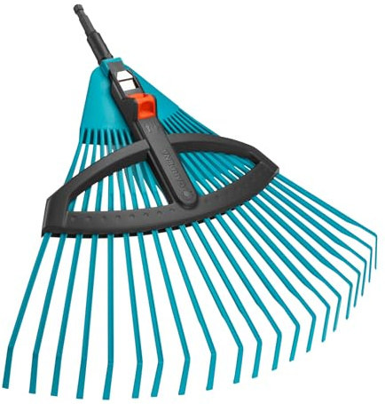 Gardena combisystem-Kunststoff-Verstellbesen: Laubbesen mit verstellbaren elastischen Kunststoffzinken, Arbeitsbreite 35 bis 52 cm, wackelfreies Arbeiten (3099-88)