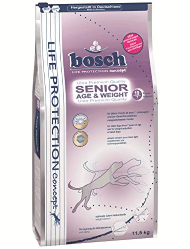 bosch Life Protection Concept Hundefutter trocken Senior 11,5 kg | Futter speziell für Senioren, 15 % frisches Geflügel, glutenfrei, zuckerfrei, Gewichtsmanagement, Made in Germany