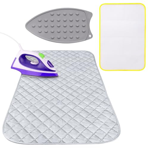 Zuxbolf Bügelmatte Magnetische Bügelunterlage 3-teilig Hitzebeständig | Magnetische Bügeldecke Mit Silikonablage, Rutschfest Für Tisch, Reise, Nähzimmer Und Kleine Bügeleisen
