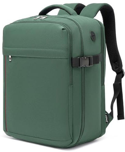 KONO Handgepäck Rucksack 40x30x20 unter dem Sitz Ryanair 24L, Grün | Geschütztes 15,6‑Zoll‑Laptopfach, mehrere Staufächer, nur 500g leicht, robustes Gewebe für Geschäfts‑ und Urlaubsreisen