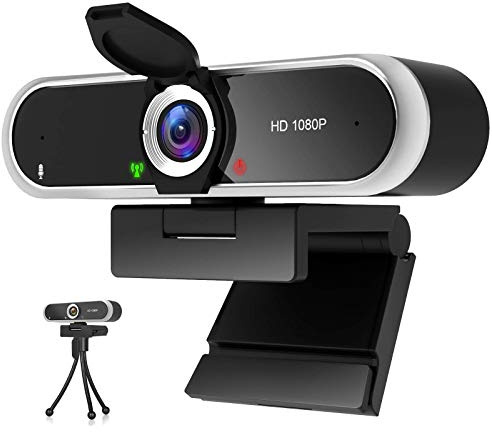 NIVEOLI Webcam 1080P mit Mikrofon und Web cam Abdeckung, Stativ, Plug & Play, mit automatischer Lichtkorrektur, für Laptop, PC, Desktop, für Live-Streaming, Videoanruf, Konferenz