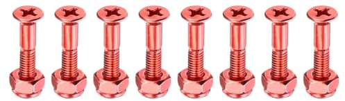 PATIKIL Skateboard Hardware Kit 25mm, 8 Stück Karbonstahl Skateboard Schrauben Bolzen & Muttern Flachkopf Schrauben Scooter Ersatzteile für Cruiser, Orange