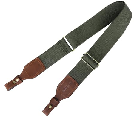 TOURBON Gewehrriemen aus 2 Zoll Gurtband und Leder, Jagd- und Schrotflintengürtel, englischer Stil (grün)