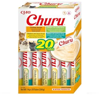 INABA Churu Katzen Leckerlies Einzelzutat mit Huhn, Getreidefrei, Zuckerfrei, Kalorienarm, 100% natürliches Fleisch, Creamy Leckerli Katze, Keine Nebenerzeugnisse Premium Cat Treats 20 x 14g