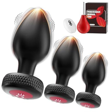 4 Teiliges Analplug Set mit Vibrationen in Voller Größe, Analvibratoren Analplug# für Frauen Männer 10×3 Vibrationsmodi mit Fernbedienung, Prostata Stimulation Anal Plug Vibratorensets mit Analdusche