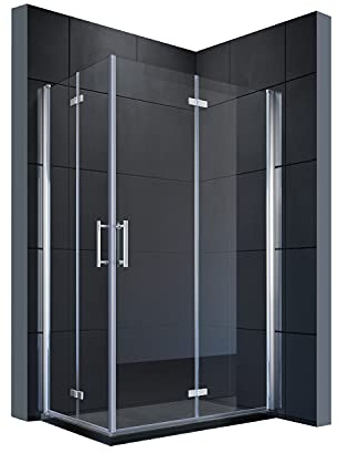 SONNI Duschkabine Eckeinstieg 90x100cm,6mm Nano-ESG,2-fach faltbar,Silber | Nano-Beschichtung für leichte Reinigung, extra großer Einstieg durch doppelte Falttüren, Hebe-Senk-System, Wasserschutzleiste
