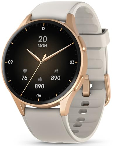 Smartwatch für Damen mit eingebautem GPS & Alexa (Anruf tätigen/annehmen), 1,32 Zoll AMOLED Fitness-Tracker mit Höhenmesser und Kompass zum Wandern und Laufen, HRV/Schlaf/SpO2-Monitor, 5ATM