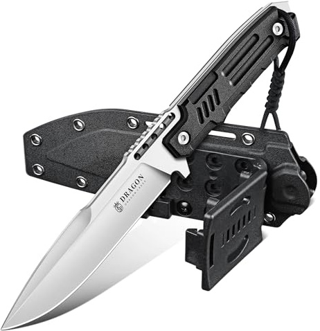 Dragon Creek Outdoor-Messer mit feststehender Full-Tang-Klinge – 5mm Klingenstärke, 15° V-Schliff, ergonomischer Griff, Kydex-Scheide, für Camping & Outdoor