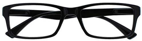 OPULIZE PEP Lesebrille für Damen und Herren - Große Rechteckige Brille - Komfortable Federscharniere - Kratzfest - Schwarz - UVR +2.00