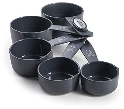 Lacor - 67036 - Set mit 5 Messbecher, Backwaren, Kunststoff, BPA-frei, stapelbar, ml und Cups, seitlicher Ausgießer, spülmaschinenfest, dunkelgrau