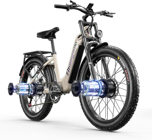 Shengmilo E Bike Herren Elektrofahrrad 26 Zoll E-Mountainbike Vollfederung E-Bike 48V 17.5Ah Akku 7 Gang Schaltwerk Elektrisches Fahrrad mit Fat Tire 80NM