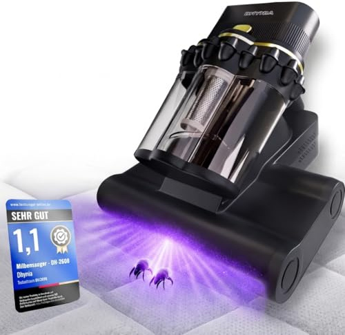 Dhynia Milbensauger für Matratzen – 16 kPa Matratzenreiniger mit UV-Licht, Ultraschall, 60°C Heißluft - Milben Sauger | Effektiv gegen Hausstaubmilben | Ideal für Allergiker, Polstermöbel & Tierhaare