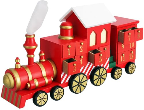 SPIELWERK® Adventskalender Zum Befüllen Lokomotive 2026 | Selbst, Befüllen, Große Türchen, Wiederverwendbar, Kinder, DIY, Weihnachtliche, Holz, Dekoration