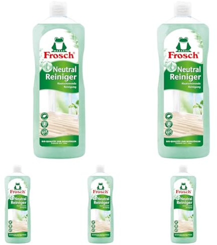 Frosch Neutral Reiniger, Universalreiniger für Haushalt und Auto, pH-neutrales Reinigungsmittel, 5er Pack (1 x 1000 ml)