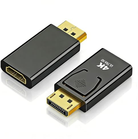 JIEYUCHU 4K DisplayPort auf HDMI Adapter 2 Stück, DP PC zu HDMI Monitor Konverter Kompatibel mit Laptop, Monitor, TV, Projektor