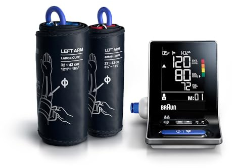 Braun ExactFit 3 Oberarm-Blutdruckmessgerät | Klinisch nachgewiesene Präzision | Farbcodierte Anzeige | 2 Manschettengrößen | Für den nicht-kommerziellen Gebrauch | BUA6150