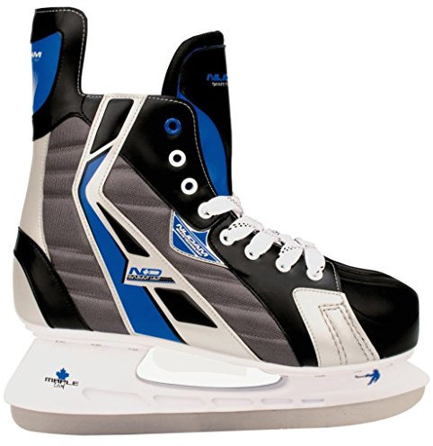 Schreuders Sport Nijdam Maple Leaf Deluxe Eishockey Schlittschuhe Polyester, Unisex, 3386-ZBZ-39, schwarz/blau/silberfarben, 39