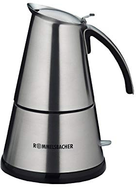 Rommelsbacher Espresso Kocher EKO 366/E, elektrisch, hochwertige Edelstahlkanne, Filtereinsatz für 3 oder 6 Tassen, verdecktes Heizelement, 360° Zentralsockel, automatische Abschaltung, 365 W