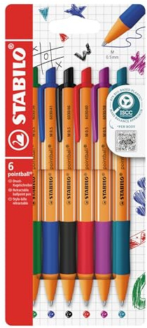 STABILO - Druck-Kugelschreiber - pointball - 6er Pack