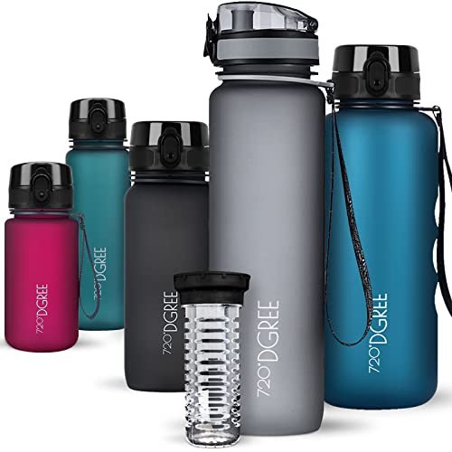 720°DGREE Trinkflasche mit Fruchteinsatz ”uberBottle” – BPA-Frei, Leicht | Premium Tritan Sportflasche - 5 Größen, viele Farben - Wasserflasche für Sport, Kinder, Schule, Fahrrad, Büro, Uni, Outdoor