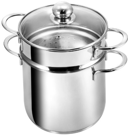 Kopf Induktion Kochtopf Makkaroni, Ø 20 cm, Edelstahl, mit Siebeinsatz für Gemüse