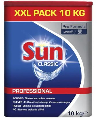 Sun Professional 100903257 Geschirrreiniger Pulver für die Spülmaschine, für alle Wasserhärten, beugt Kalkbildung vor, 10 kg