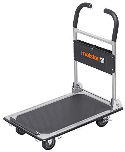 Meister Plattformwagen "cut-off" - Klappbar - Bis 150 kg Tragkraft - Feststellbremse / Transporthilfe mit Lenkrollen / Paketwagen mit Antirutsch-Beschichtung / Klappwagen aus Stahl / 8985620