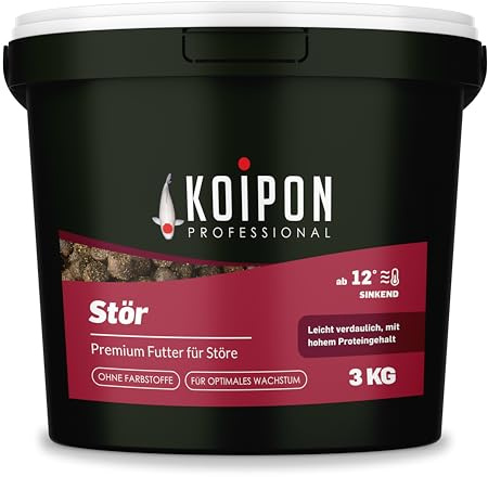 KOIPON Premium Störfutter 3 kg, sinkend, Teichfutter 6mm Pellets für Stör im Gartenteich, Ideal für gemeinsame Haltung mit Koi